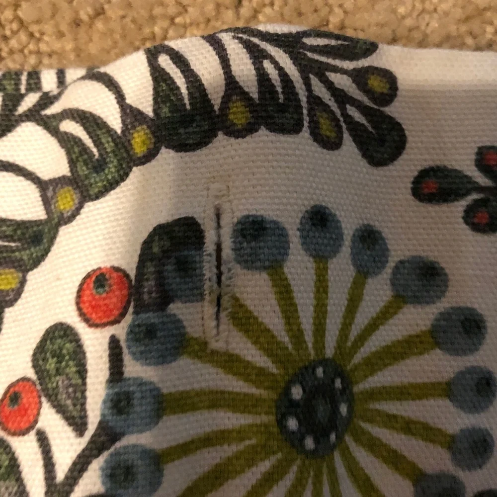 Cost Plus World Market Cream Curtain Panel with Multicolor Floral Scroll Pattern